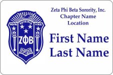 (image for) Zeta Phi Beta Sorority, Inc. Shaped White badge