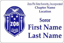 (image for) Zeta Phi Beta Sorority, Incorporated Shaped White badge - With Soror