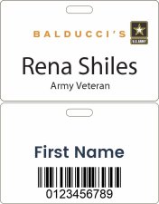 (image for) Balducci's Double Sided White HOURLY Veteran Badge (ID Style)