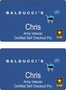 (image for) Balducci\'s Veteran Salaried Certified Self Checkout Pro Blue Badge (Corporate ID Style)
