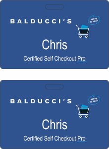 (image for) Balducci Salaried Certified Self Checkout Pro Blue Badge (Corporate ID Style)