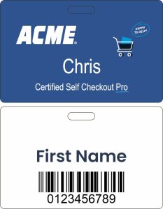 (image for) Acme Certified Self Checkout Pro Blue Badge (ID Style)