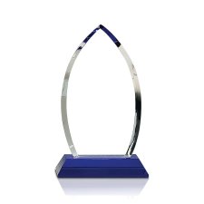 (image for) Crystal Oval Award with Blue Pedestal