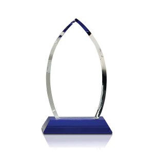 (image for) Crystal Oval Award with Blue Pedestal