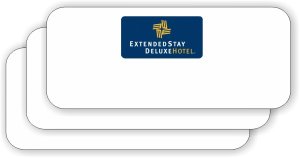 (image for) Extended Stay Deluxe Hotel Pack of 25 White Logo Only Badges