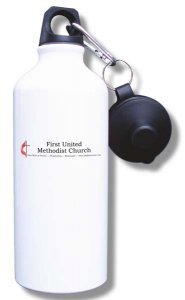 (image for) First United Methodist Church Water Bottle - White