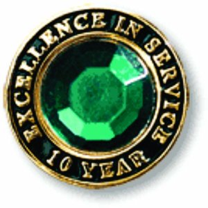 (image for) Excellence in Service Green Gem Lapel Pin - 10 Year