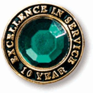 (image for) Excellence in Service Green Gem Lapel Pin - 10 Year