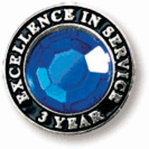 (image for) Excellence in Service Blue Gem Lapel Pin - 3 year