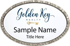 (image for) Golden Key Realty Oval Bling Silver badge