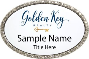 (image for) Golden Key Realty Oval Bling Silver badge