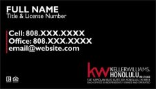(image for) Keller Williams Honolulu Business Cards Black Plain - Pack of 500