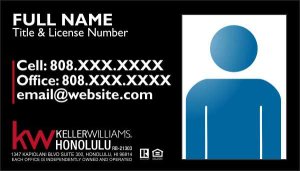 (image for) Keller Williams Honolulu Photo Business Cards Black Plain - Pack of 500