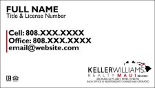 (image for) Keller Williams Maui Business Cards White Plain - Pack of 500