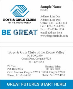 (image for) Boys and Girls Club IV and Talent Branch Business Cards