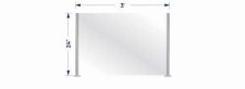 (image for) Two Post Acrylic Partition - Partial - 3' x 24"