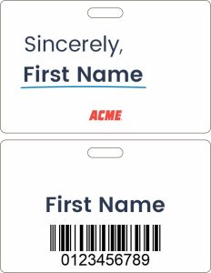 (image for) Acme Sincerely Hourly Associate White Badge (ID Style)