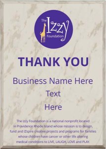 (image for) The Izzy Foundation White Marble Plaque