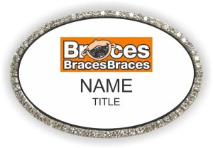 (image for) BracesBracesBraces White Oval Silver Bling badge