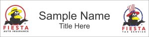 (image for) 8\" W x 2\" H White Fiesta Auto Insurance Nameplate