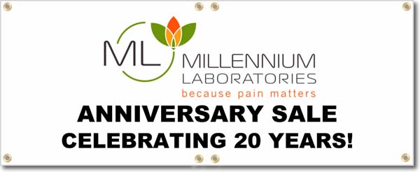 Millennium Laboratories Banner Logo Center - $99.00 | NiceBadge™