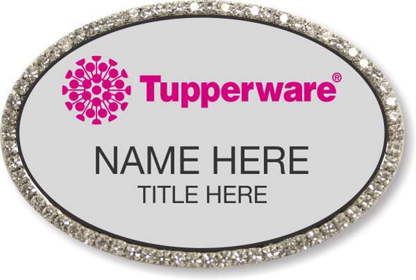 Tupperware Pink Logo White Name Badge - $6.80