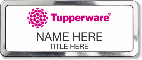Tupperware Pink Logo White Name Badge - $6.80