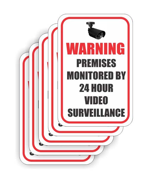 Warning Premises Monitored by 24 Hour Video Surveillance Sticker (5 ...