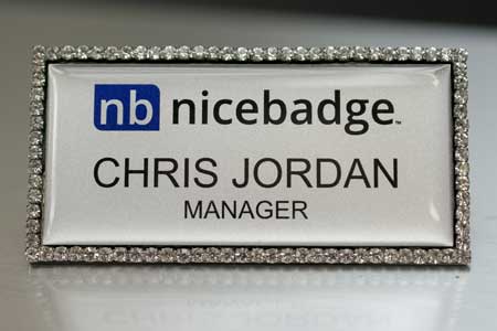 Silver Bling Name Badge