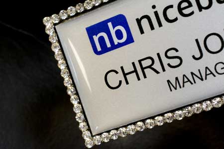 Jeweled Bling Name Badge Corner Shot