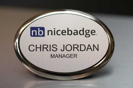 Oval Silver Executive Name Badge