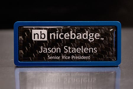 Satin Blue Prestige Name Badge