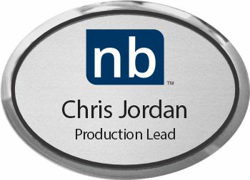 Silver Oval Executive Name Badge