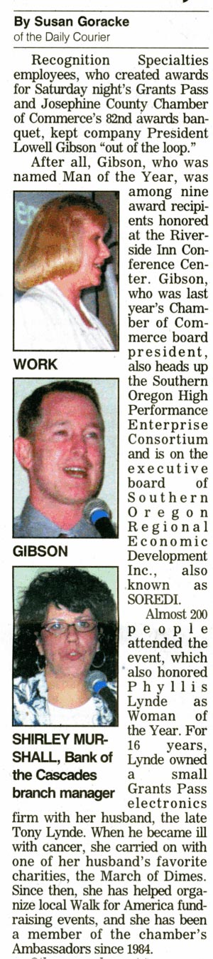 Gibson receives Man of the Year from Chamber