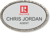 Black Bling Oval Executive Name Badge