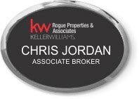 Black Silver Executive Oval Name Badge