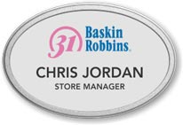 Silver Oval Prestige Name Badge