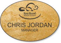 Oval Light Wood Name Badge