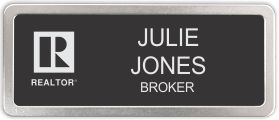 Satin Silver Prestige Name Badge