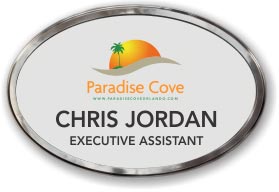 White Polished Oval Prestige Name Badge