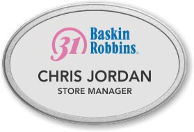 White Pebbbled Oval Prestige Name Badge