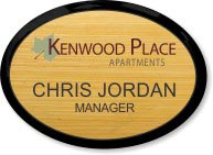  Light Bamboo Wood Oval Executive Name Badge