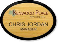  Light Bamboo Wood Oval Executive Name Badge