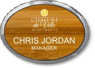 Maple Wood Oval Executive Name Badge